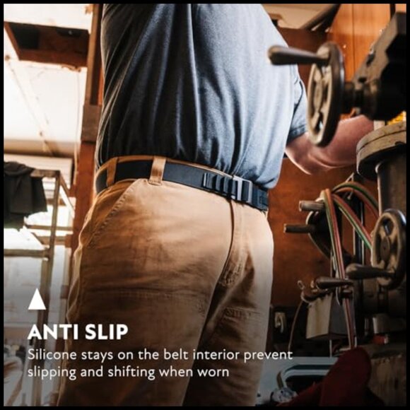 Low-Profile Aluminum Buckle Heavy Duty Work Belt with Stretch Webbing